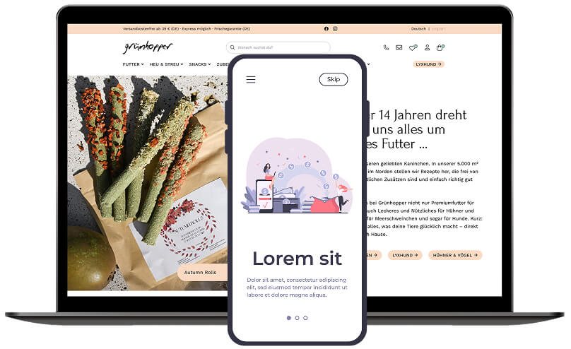Mobil und Desktop Ansicht - Grünhopper